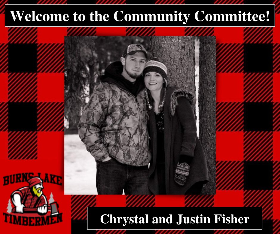 BL_Timbermen's tweet photo. The Burns Lake Timbermen are very pleased to announce Chrystal and Justin Fisher as the newest members of the teams Community Committee. Welcome, and Go Timbermen! https://t.co/55oF1eOcas