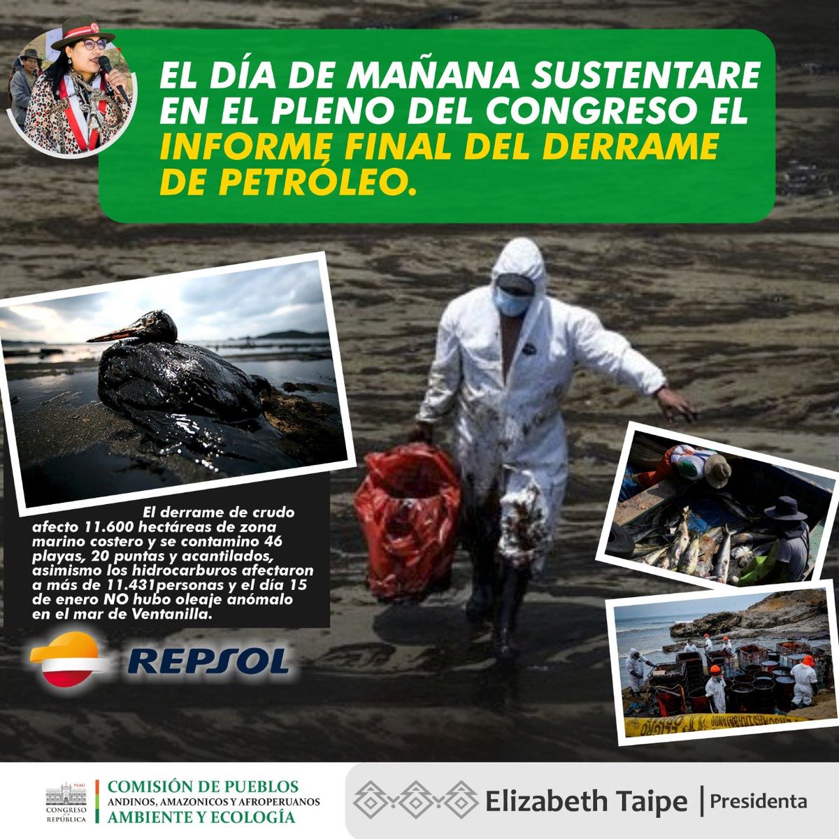 cdpueblos's tweet photo. Desde la Comisión de PAAAAE, recomendamos y exigimos a las entidades competentes, que a través de este informe sancionen a los responsables.
#FueraRepsol
#ContaminacionAmbiental
#Ventanilla #DerrameDePetroleo https://t.co/oaF3wpHEUn