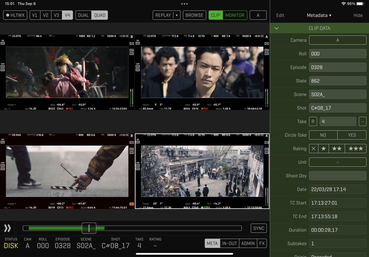 ask_provideo's tweet photo. 🙌 事例紹介 🙌
映画「HiGH&amp;LOW THE WORST X」の撮影現場では、#QTAKECloud が導入され、遠隔地と撮影現場間でのリモートプレイバックやクリップ共有を可能にしました！
* 撮影協力：#小輝日文 様

QTAKE Cloud 詳細：https://t.co/FYeCr2F1vX
QTAKE レンタルのお問い合わせ：https://t.co/FGZbl93BRK https://t.co/A1d97w7xrg