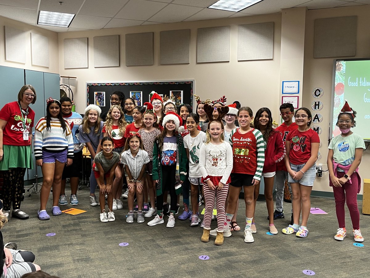 We started our holiday music this morning in Wrangler Chorale so of course we had to dress the part! #jwepride ⁦@JWEKaty⁩