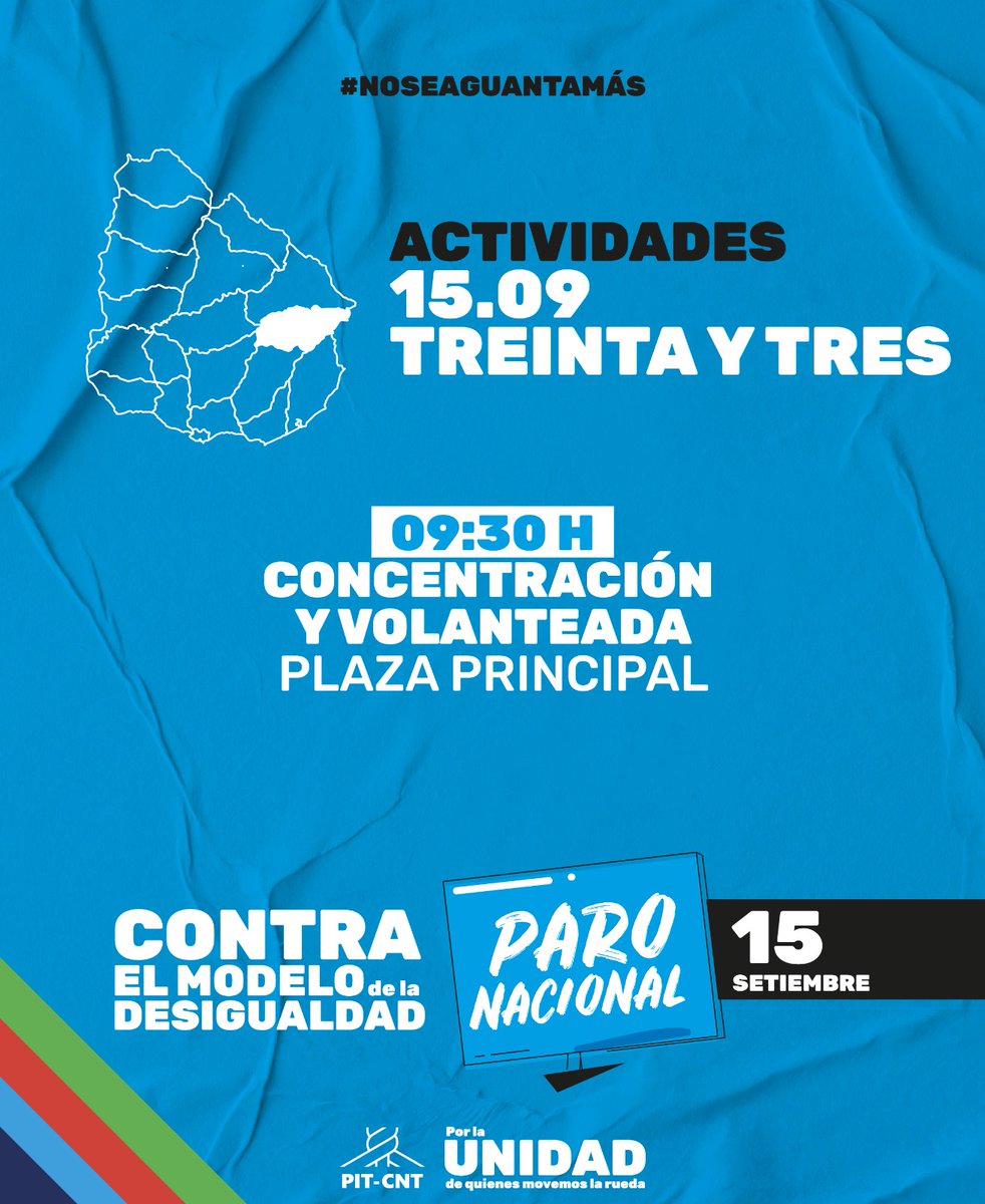 FFIPuNe's tweet photo. Actividades en todo el país para mañana 15 de setiembre✊
@SindicatoCeibal
@PITCNT1 https://t.co/kJDfdEujJw