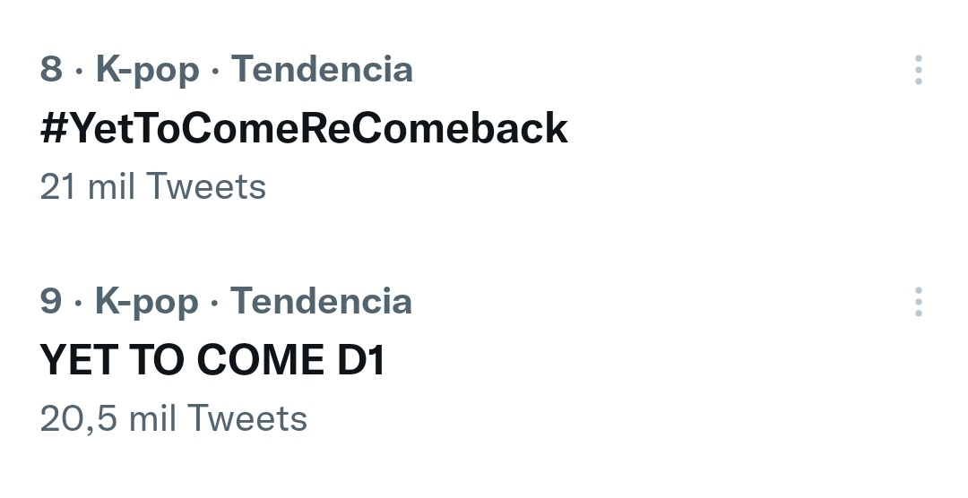 btschartsxdaily's tweet photo. 🌍 Worldwide Trends 

#8 #YetToComeReComeback
#9 YET TO COME D1 https://t.co/5yLuIp0Fno