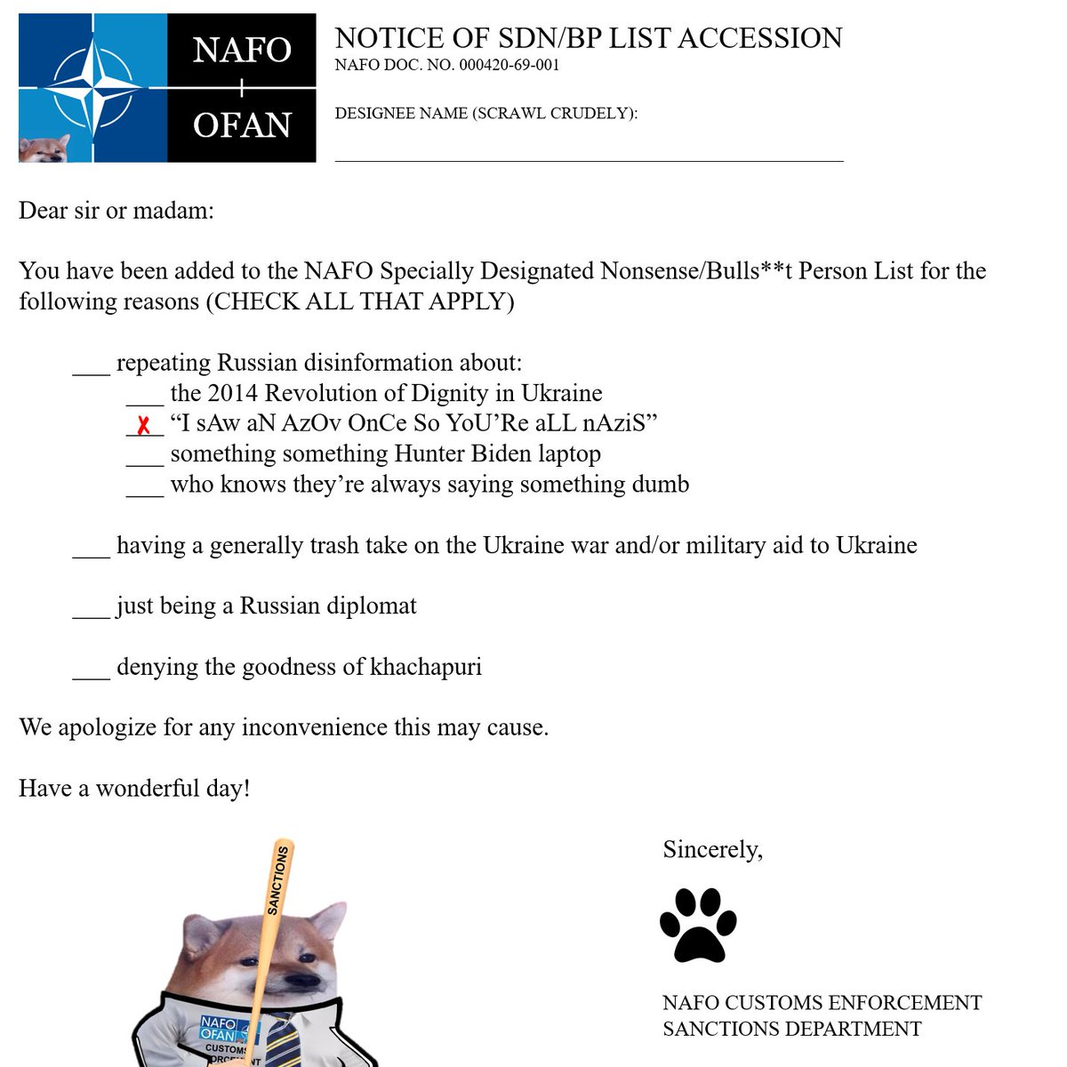 This seems like the only argument I really hear from leftists, so let's just put this out here pre-filled shall we?

I actually tracked Ukrainian neo-Nazi activity, before the war, as part of my job for Facebook.

I still support #NAFO.

Here, I'll show you some.

(🧵)