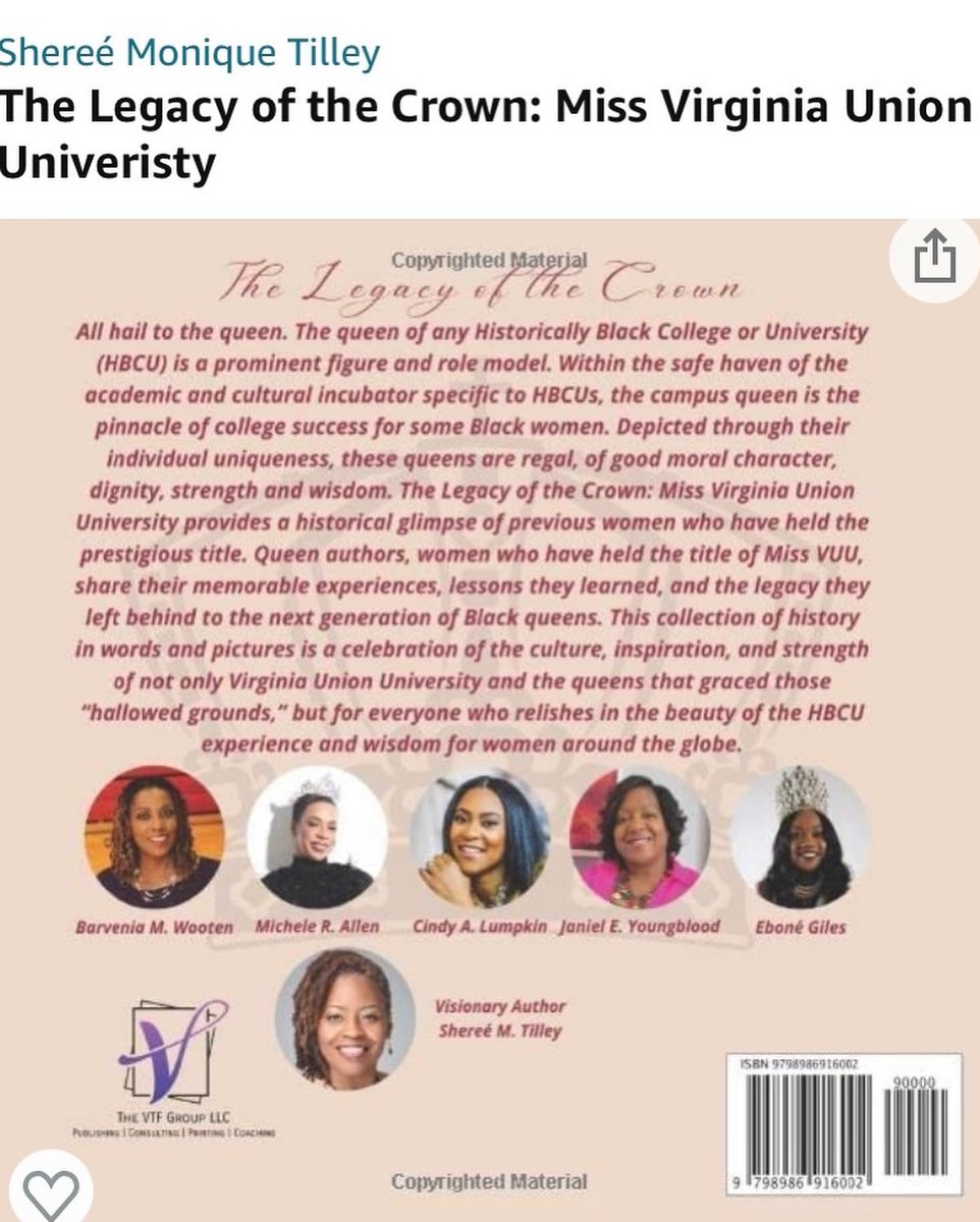 Life_Recharge's tweet photo. I gave birth to another baby in the month of September. Her name is The Legacy of the Crown: Miss #VUU. I am super proud of this project. It is a testament to the power of women with one vision. Available on Amazon #hbcumade #hbcubuzz #hbcupride #hbcugrad 
#hbcu #ciaa https://t.co/Q1p7TnWAtM