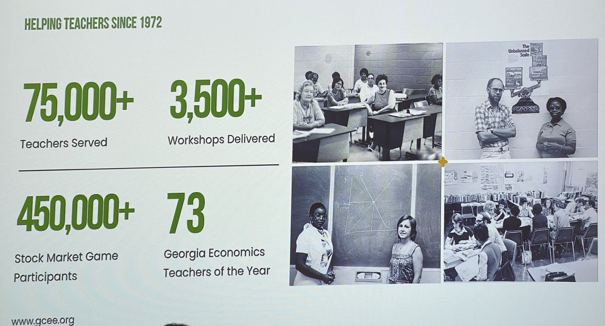 melissa_shaddix's tweet photo. Thank you @Georgiaecon for your support in helping teachers for the last 50 years! We are better because of the impactful learning opportunities you provide. Thank you @AtlantaFed for hosting a wonderful evening, celebrating the impact GCEE has had on so many of us. #EconRocks https://t.co/sCp1iftJwm