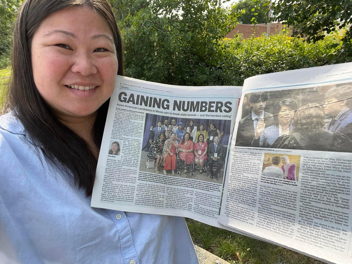 IllinoisAAC's tweet photo. .@IllinoisAAC “family photo” in the #Chicago @Suntimes! 🗞 

Thank you @TinaSfon &amp; the @Suntimes for this amazing 2-page feature on Asian-American civic power in #Chicago &amp; #Illinois 💪 

#AAPI
#twill https://t.co/08m0zyBDzu