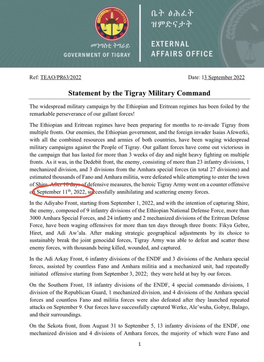 abuniyu's tweet photo. @TigrayEAO This means you start the “counter offensive” on the same day you call for peaceful resolution led by AU https://t.co/QJjaO4qEp4