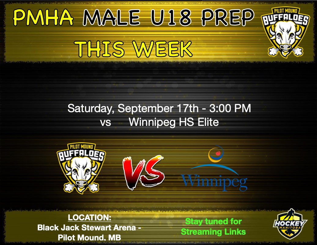 pmbuffaloes's tweet image. Week #1 of the 2022/23 season will be jam packed with action as all four of our PMHA programs are in game action in Pilot Mound, Grand Forks, and Portage! #pmbuffaloes