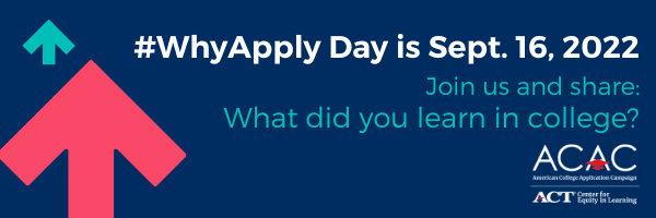 DvilleCTE's tweet photo. Join us and @American_CAC On Friday, September 16, 2022 by wearing your college gear (t-shirt, hats, pins, etc.) and share why you believe students should apply to college and/or why you applied to college, using the hashtag #WhyApply.
#collegereadiness #Classof2023 #DvilleCTE https://t.co/PadxokER3A