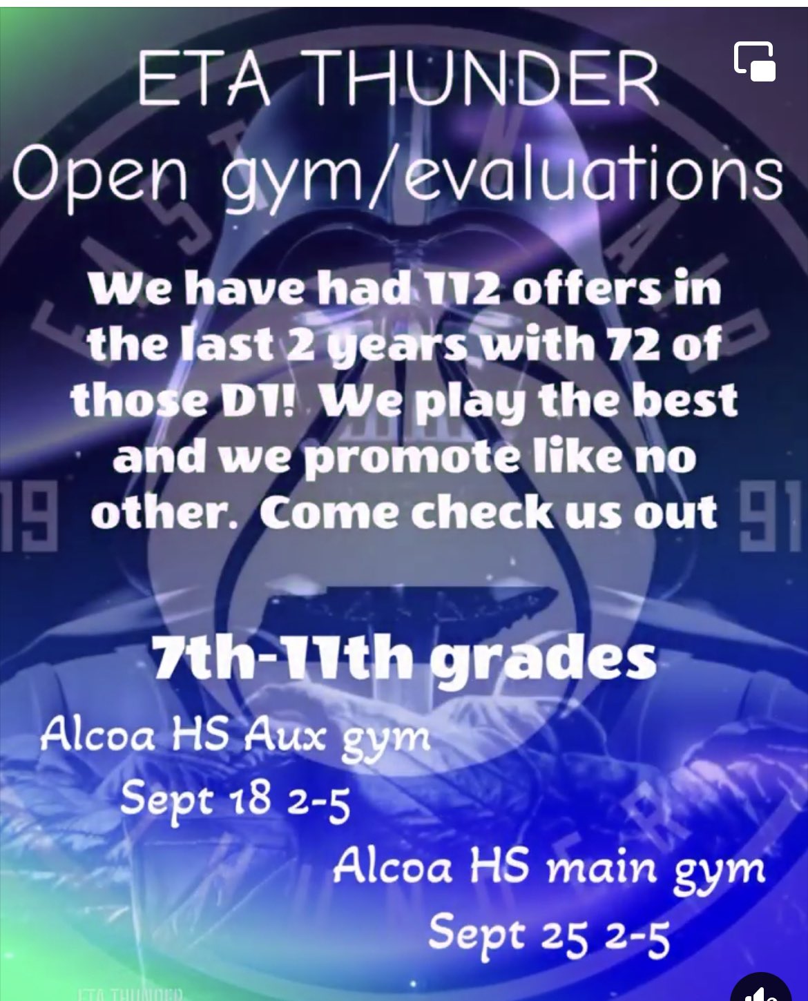 East TN Air Thunder (Campos) on Twitter: "All HS players can come to