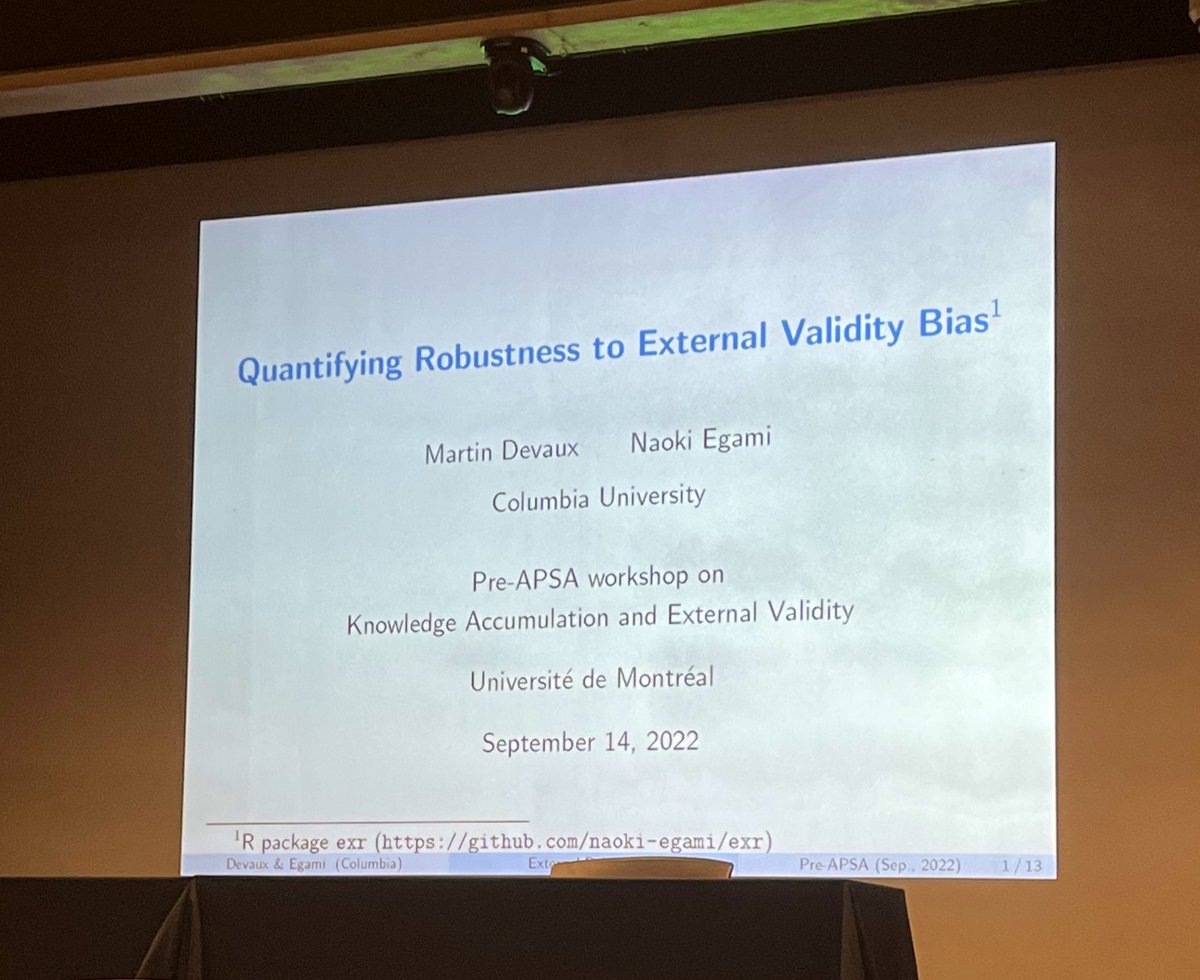 Greatly enjoyed today’s pre-APSA <a href="/EGAPTweets/">EGAP</a> workshop on knowledge accumulation and externality validity! Thanks <a href="/cdsamii/">Cyrus Samii</a> <a href="/anna_m_wilke/">Anna Wilke</a> <a href="/VincentAB/">Vincent Arel-Bundock</a>!