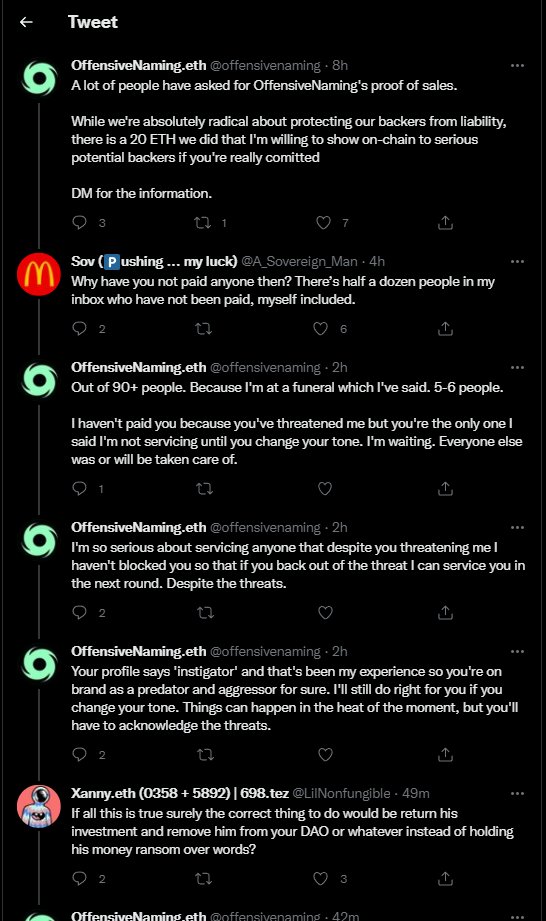 periodicvault's tweet photo. Looks like @offensivenaming is still in the scamming business. Individuals like this need to be properly called out. 

Please for the love of everything don't send strangers on the internet money for 'investments'. https://t.co/4Ck3ZESgFp