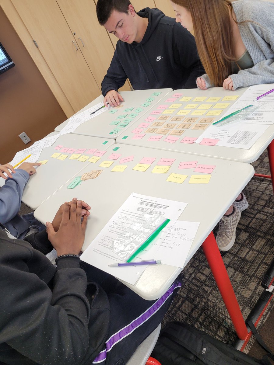 SHS_MathDept's tweet photo. Matching quadratic functions with their graph, vertex and axis of symmetry in Algebra 2. https://t.co/YdgyqrRtSb