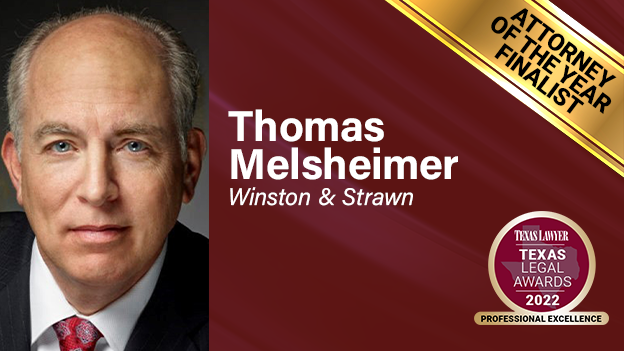 TexasLawyer's tweet photo. Attorney of the Year Finalist: 
Thomas Melsheimer of @WinstonLaw 👏👏👏
🏆#TexasLegalAwards https://t.co/3Q2rEu77vX