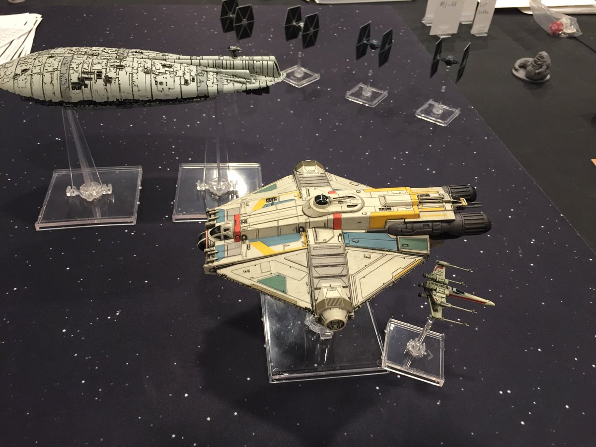 the2halfsquads's tweet photo. #starwars #ttrpg #fantasyflight Uh oh. Space combat using Mike’s X wing ships. #x-wing https://t.co/Minwsxvv5T