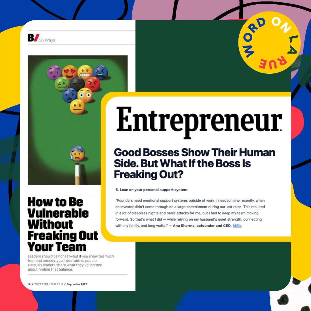 Super tip from Anu Sharma, cofounder and CEO at <a href="/millieclinic/">Millie</a> ✨

Check out the entire piece from <a href="/Entrepreneur/">Entrepreneur</a> ▶️ bit.ly/3BaAZtq