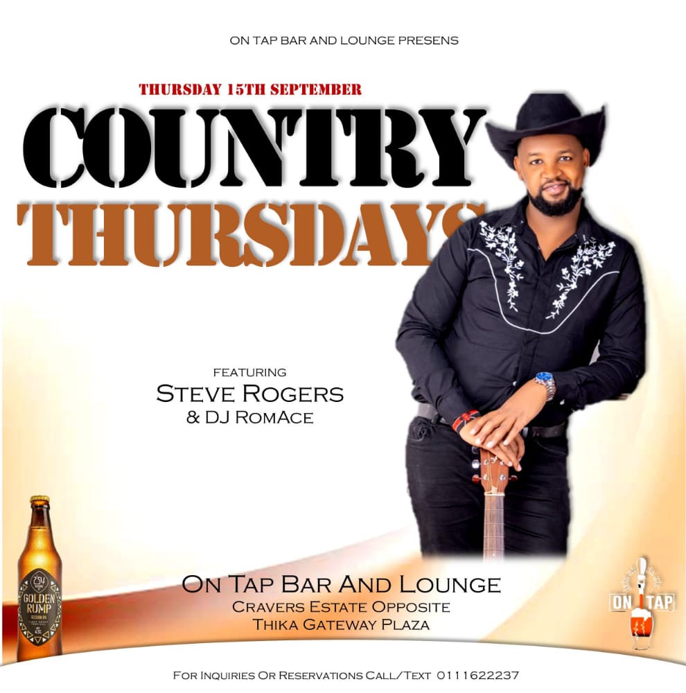 #ThirstyThursdays is ment for #countrymusic .We meet at #OnTapBarAndLoungeThika for #countrymusicvibes 
Music for the bold