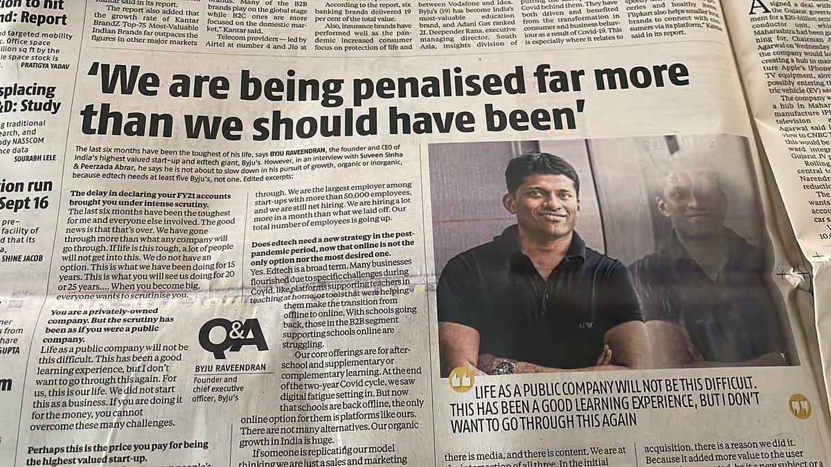 vikaskhemani's tweet image. Weren’t you pampered far more than you deserved! Why complaining ! USD 22 bn valuation company needs regulatory pressure for finalising accounts 😳 and you complaining ! Market biggest leveller. #forensicresearch @carnelian_asset @CNBCTV18News @ETNOWlive