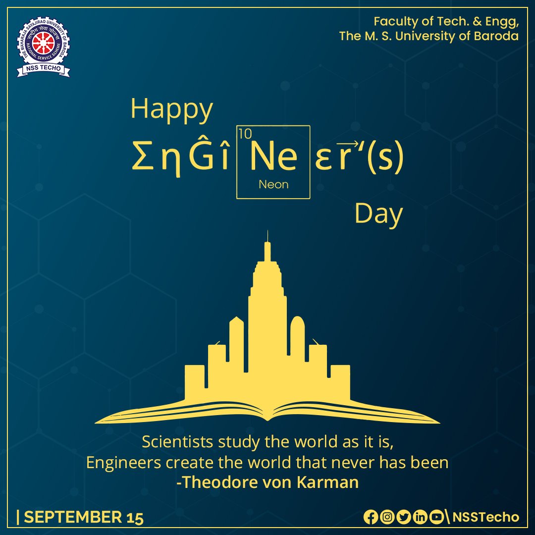 nss_techo's tweet photo. The National Engineers' Day is celebrated every year on 15th September to commemorate the great achievements of Sir M.Visvesvaraya on his birth anniversary. It is also celebrated to encourage revolutionary and ultramodern work of Engineers in the country. https://t.co/VdDR0Tshpm