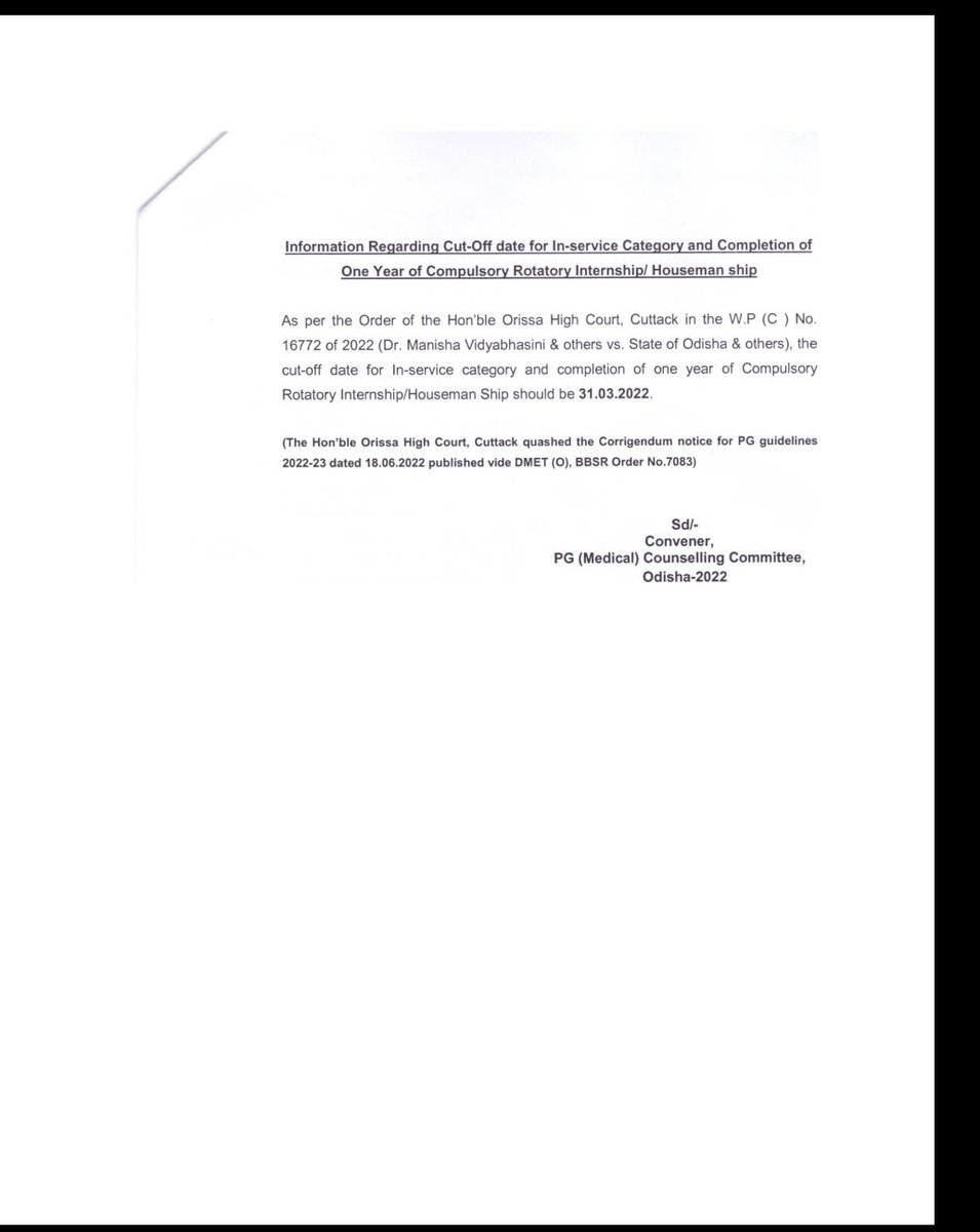 DrMeet_Ghonia's tweet photo. This is serious issue for Odisha Students.

State declared internship completion date as 31/03/22 for eligibility in Counselling. While across India, it's 31/07/22.

Clear injustice with 2016 Batch Students of Odisha by making them ineligible for Counselling!

What is going on!? https://t.co/8WN6mzyW81