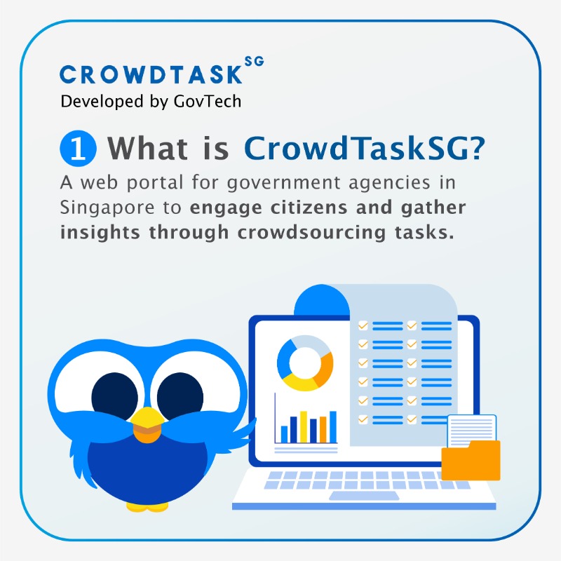 GovTechSG's tweet photo. Be Heard. Effect Change! ✨
Learn about #CrowdTaskSG – a portal for the public to share their sentiments on policies and various initiatives with government agencies.
P.S. From now till 30 Sep, for every task completed, users can earn double the amount of Coins. Join us now!