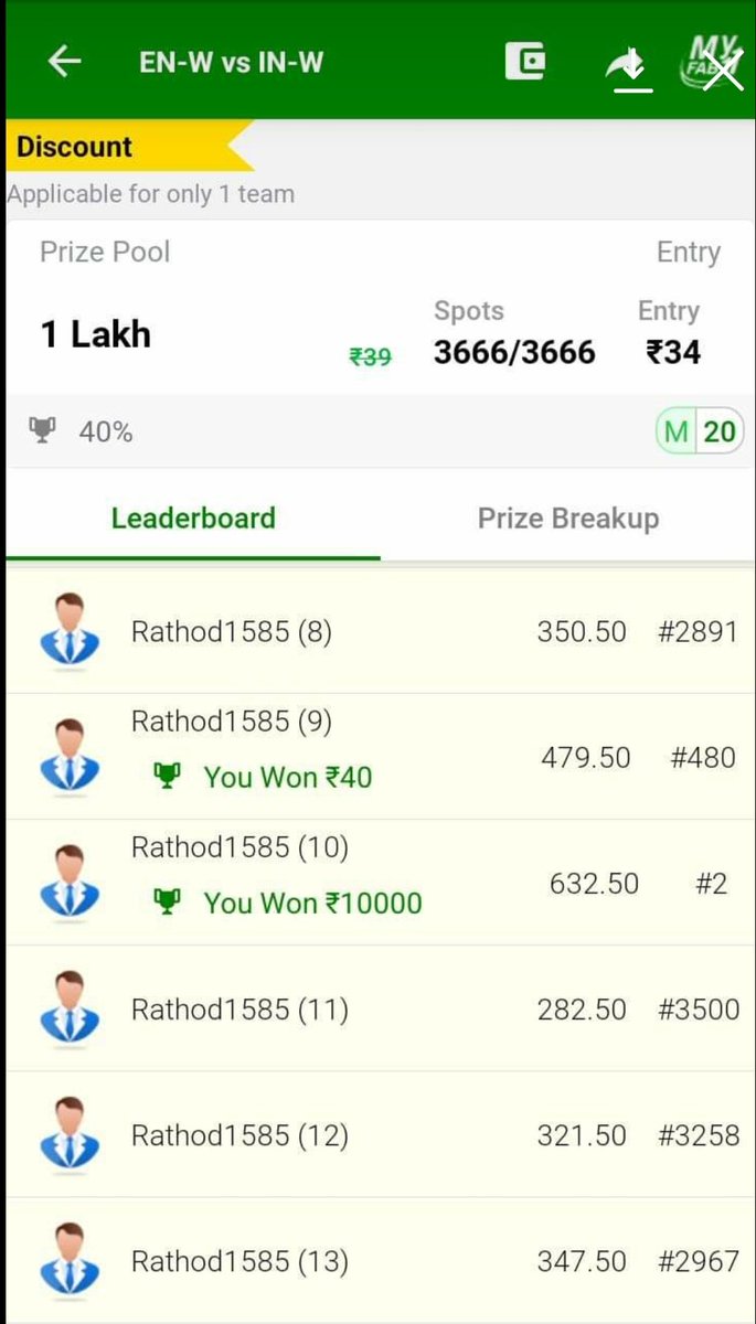SportsStatsFree's tweet photo. Congratulations to Our Fantasy Prediction For Free YouTube Channel and Telegram Channel Regular Members won Mini Grand League at MyFab11 Using Video Tips and Website Article Stats.
#FantasyPredictionForFree #FP4F #WonGL #WonGrandLeague #GLWon https://t.co/LNDfNQBPA0