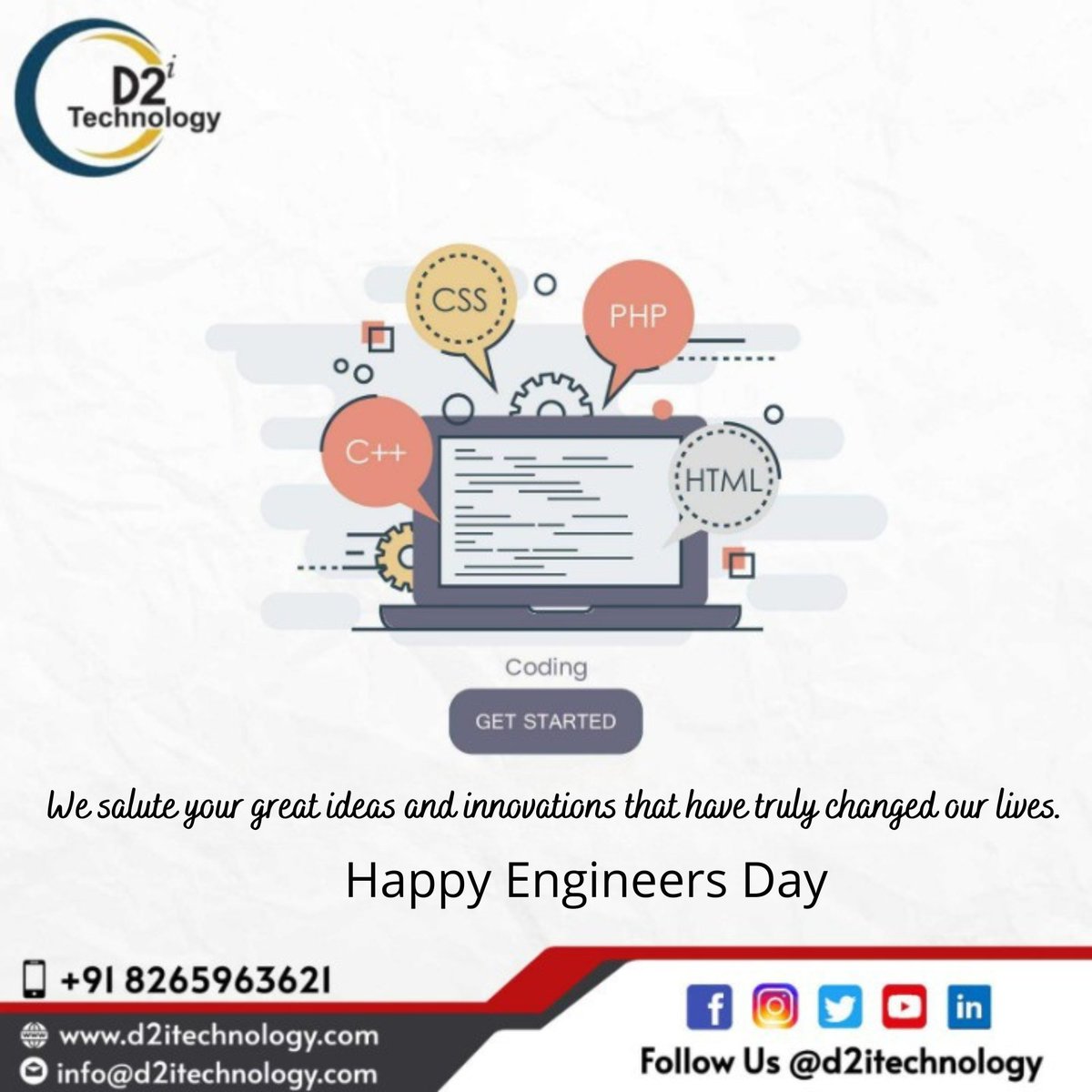 d2itechnology's tweet photo. Engineers don't get obsolete like old technology, they keep reinventing themselves. #engineersday #engineers #d2itechnology #webdevelopment #webdevelopmentservices https://t.co/OYZ2nW5BAX