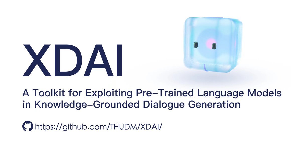 Excited to introduce XDAI #KDD2022, a toolkit for exploiting pretrained #LLM in knowledge-grounded dialogue generation without any training or fine-tuning. #GLM130B @kdd_news Try XDAI ChatBot (Chinese Only for now): models.aminer.cn/xdai/ Developers: github.com/THUDM/XDAI