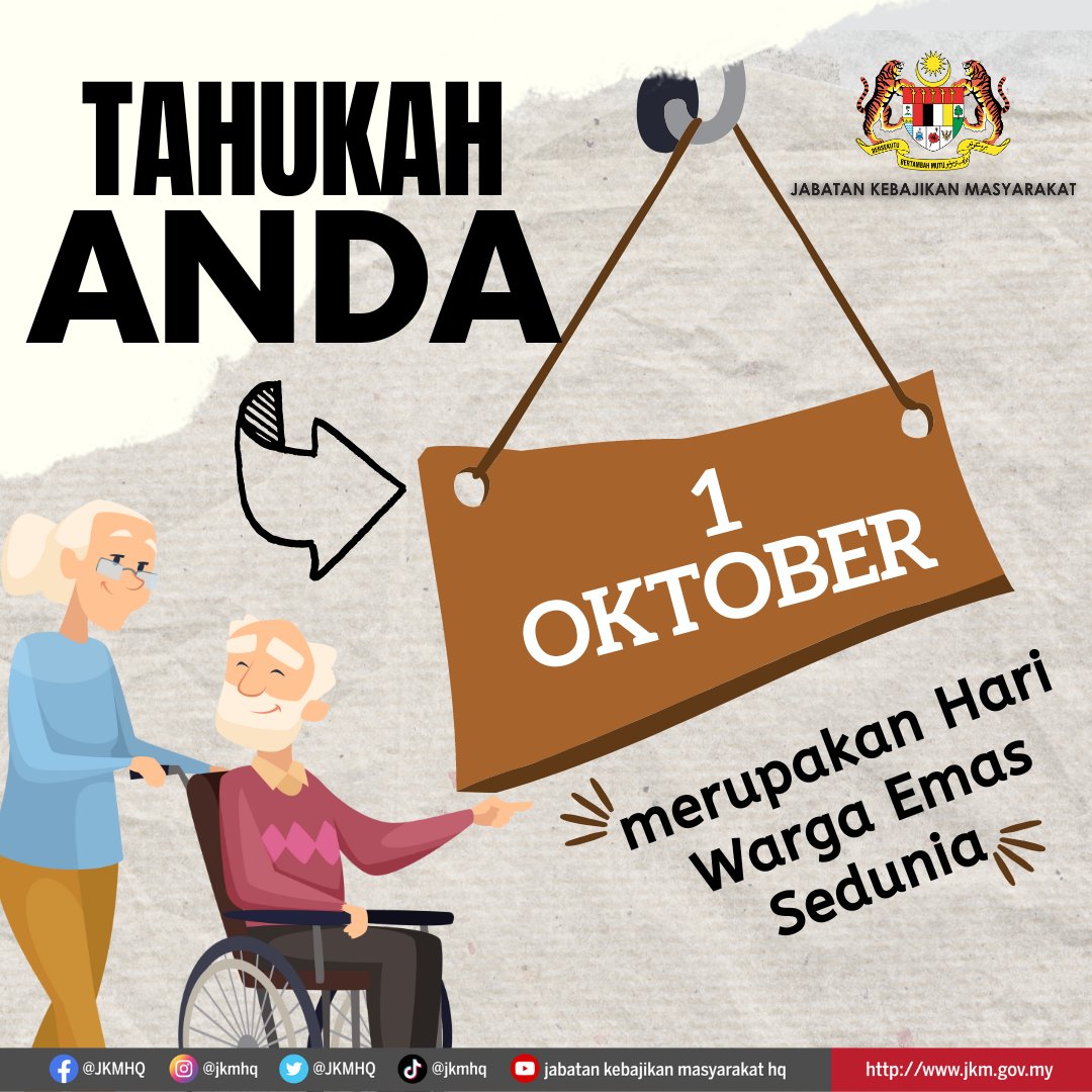 Warga emas adalah ahli masyarakat yang mempunyai banyak ilmu, pengalaman dan kemahiran. Golongan ini masih relevan dalam memberi sumbangan kepada pembangunan negara dan jasa serta sumbangan mereka perlu dihargai.

Tahukah anda 1 Oktober merupakan Hari Warga Emas?