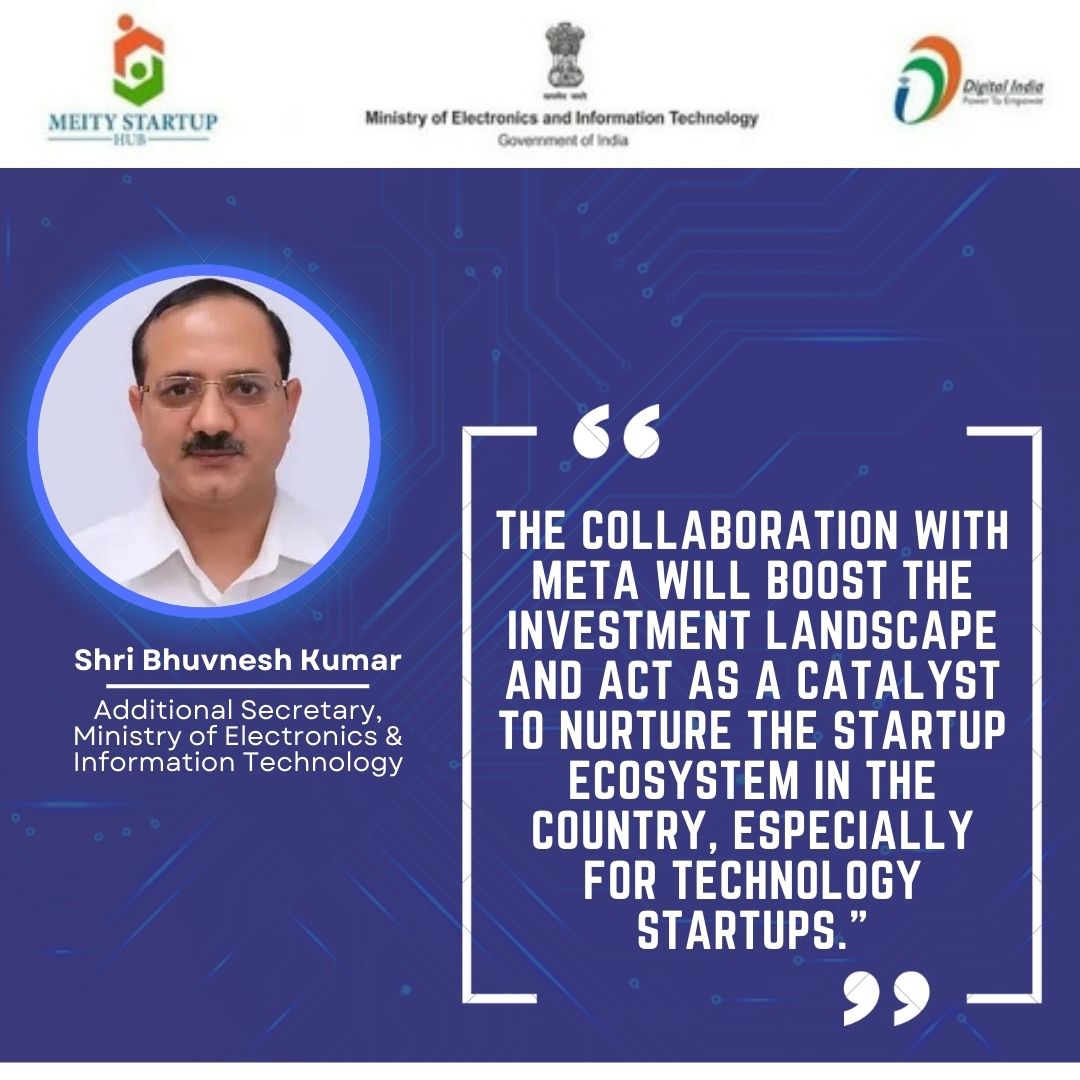 meitystartuphub's tweet photo. Shri Bhuvnesh Kumar,Additional Secretary,Ministry of Electronics and Information Technology highlighted the importance of industry partners like Meta to nurture the startup ecosystem of the country|#MSHPartner| @GoI_MeitY @AshwiniVaishnaw @Rajeev_GoI
@Meta @JeetKVijay https://t.co/nlEF59q6a3