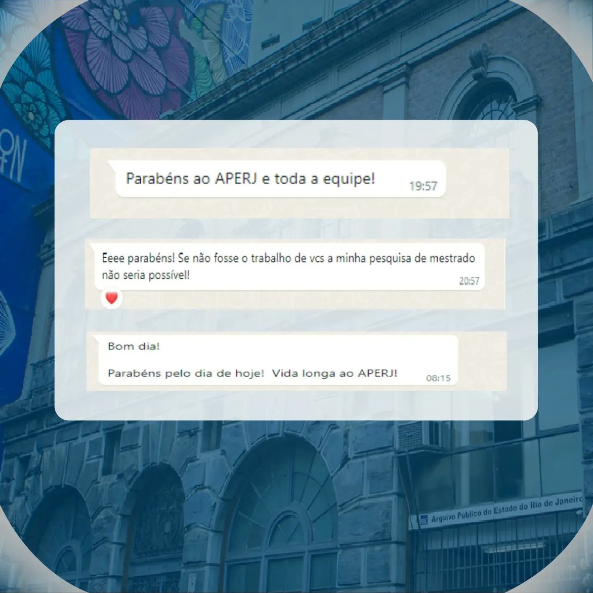 ArquivoRJ's tweet photo. O Arquivo Público do Estado do Rio de Janeiro agradece a todos que mandaram mensagem, e também a todos que também participaram diretamente ou indiretamente!
.

TAGS : #APERJ #arquivopublicorj #informação #cidadania #historia #arquivovivo #91APERJ #91ANOSAPERJ https://t.co/hCVtKQzbZq