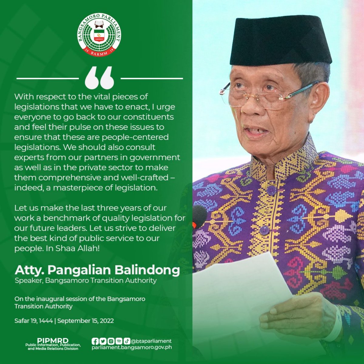 Philippine news agency on twitter look lawyer pangalian balindong