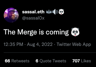 TheMergeTweets's tweet photo. 🐼🐼🐼

Official website: https://t.co/Ke48kl7S6d

Mint goes live on TTD 58750000000000000000000 (Goes live with the Ethereum merge)

1 #freemint per wallet

🐼🐼🐼 https://t.co/kUrj6cs9a6