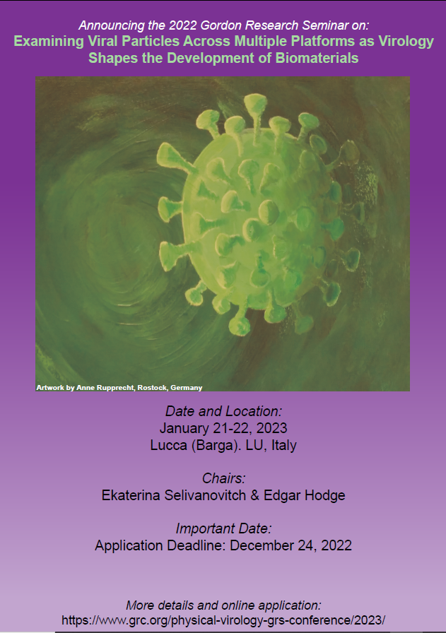 EdgarHodge7's tweet photo. Physical Virology GRC/GRS is accepting applications! #structuralvirology #viruses #science #GRC https://t.co/fH7BfWmW5r
