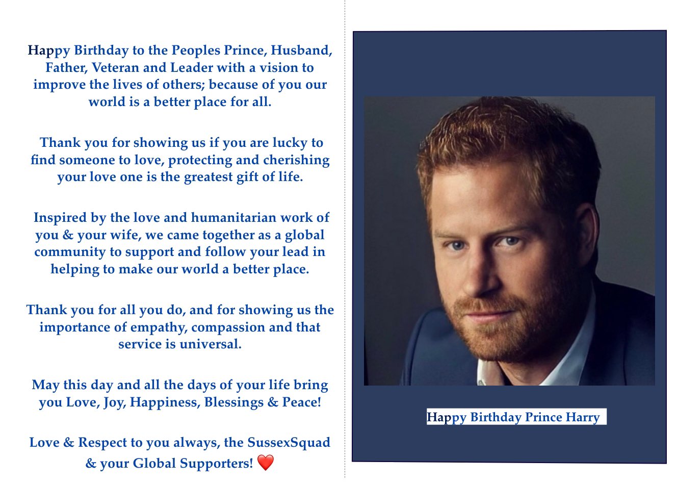 Happy Birthday Prince Harry, The Peoples Prince.
Wishing you much Love,Happiness,Peace & Blessings    