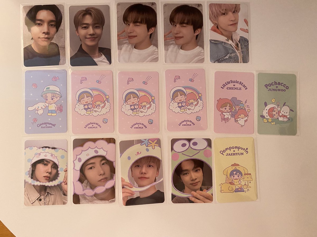 TL_TY_moon's tweet photo. サンリオ NCT 交換 トレカ 

譲→ジャニ　ジョンウ　ジェミン　ヤンヤン　クン　ロンジュン　　ソンチャン　テヨン　チョンロ　ジェヒョン
求→セルカ　B ver テヨン　テイル (テヨン優先)
　　キャラ　B verジェミン

異種交換もあるため難しいと思いますがお心当たりがある方はお声がけください🙇🏻‍♀️ https://t.co/hlZwkRrhX4