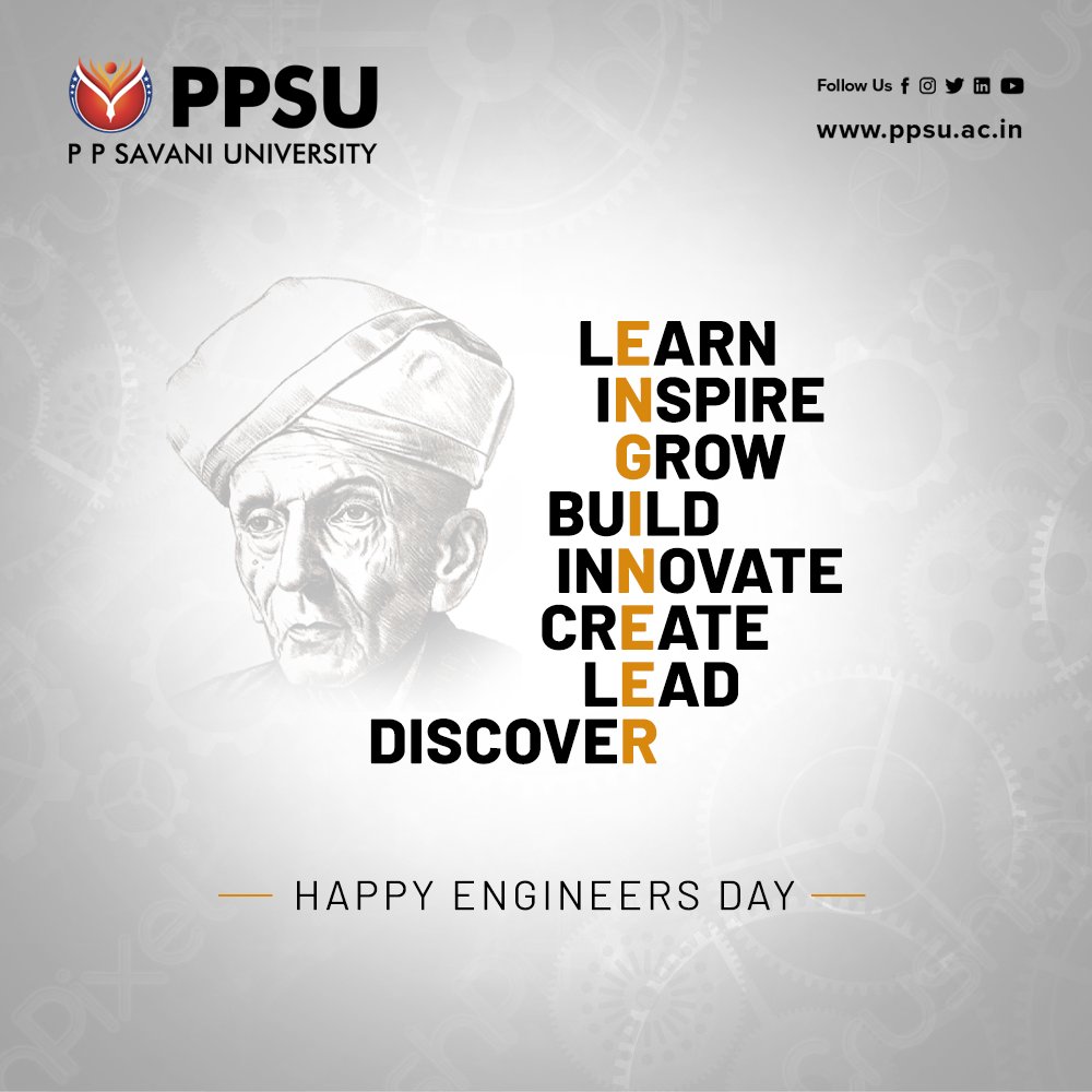 PPSavaniUni's tweet photo. Engineers are the ones who lay the foundation for a nation and put the country on the path of progress. Happy Engineers Day 2022.
#PPSU #SOE #EngineersDay #PPSavaniUniversity #SchoolOfEngineering #HappyEngineersDay #HappyEngineersDay2022
#Explore #Experience #Empower https://t.co/6oZakuwxgj