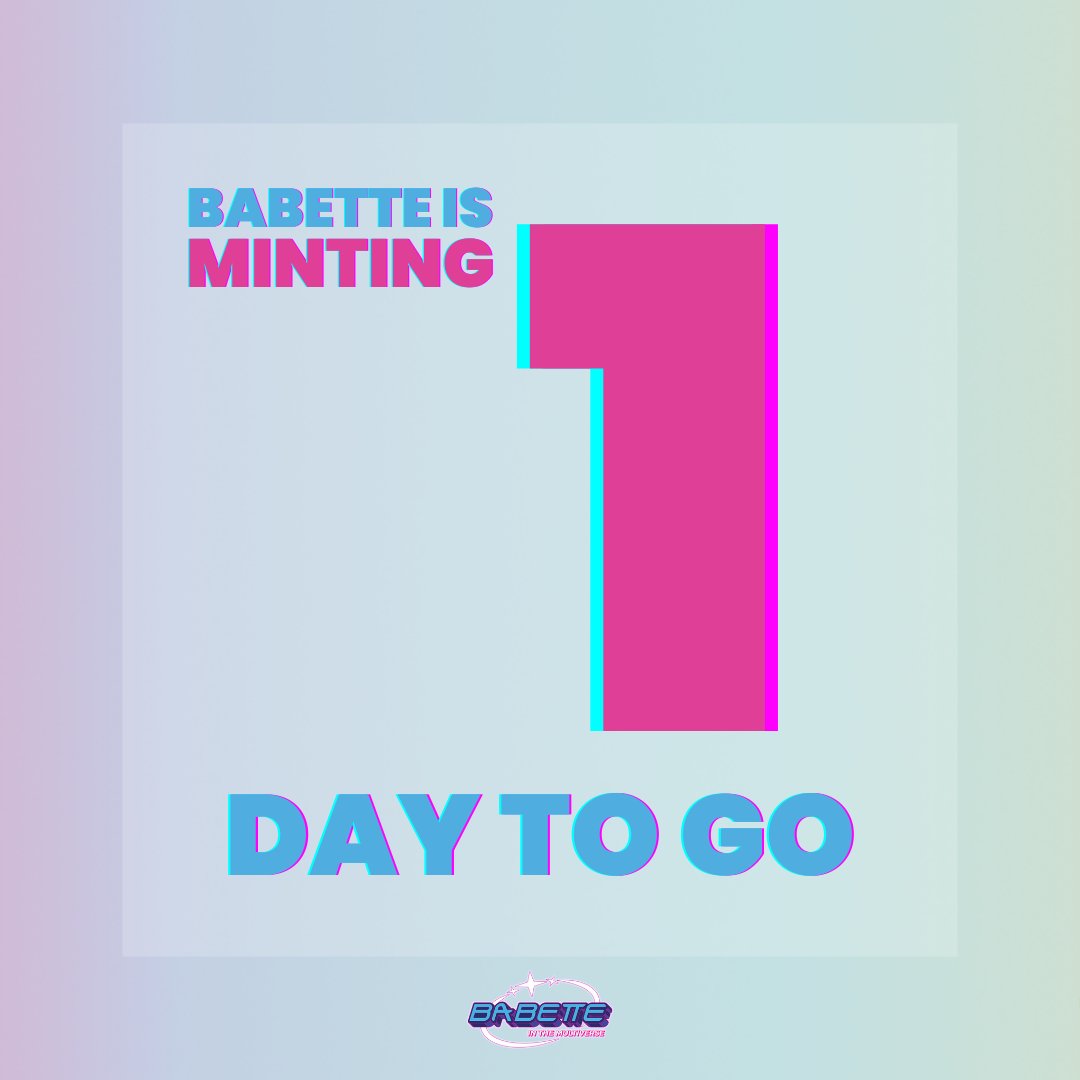 🌟LESS THAN 24 HRS LEFT UNTIL PRE-SALE #MINTING IS LIVE!!!🌟

The time is almost here! Submit your wallet address &amp; join us at the Babette in the Multiverse Pre-Sale Event: bit.ly/babettepre

#NFT #NFTs #NFTart #MintingSoon #webtoon