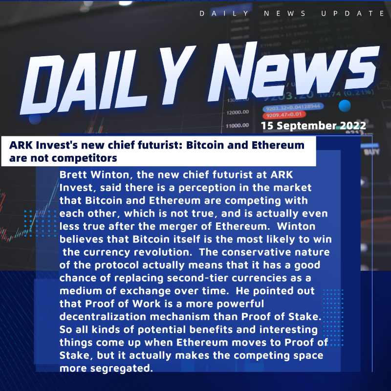 DeFiTrend_'s tweet photo. #ARK Invest's new chief futurist: #Bitcoin and #Ethereum are not competitors! 🤝🏻🤝🏻🤝🏻

Follow @DeFiTrend_ for more updates!📣

#cryptocurrency #crypto #cryptking #trader #bitcoin #bitcoinlife https://t.co/PveJ2FjPag