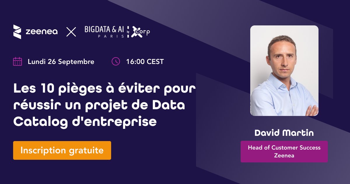 ZeeneaSoftware's tweet photo. Rejoignez-nous au @bigdataparis stand C1. Ne manquez pas l'atelier💡𝗟𝗲𝘀 𝟭𝟬 𝗽𝗶𝗲̀𝗴𝗲𝘀 𝗮̀ 𝗲́𝘃𝗶𝘁𝗲𝗿 𝗽𝗼𝘂𝗿 𝗿𝗲́𝘂𝘀𝘀𝗶𝗿 𝘂𝗻 𝗽𝗿𝗼𝗷𝗲𝘁 𝗱𝗲 𝗗𝗮𝘁𝗮 𝗖𝗮𝘁𝗮𝗹𝗼𝗴 𝗱’𝗲𝗻𝘁𝗿𝗲𝗽𝗿𝗶𝘀𝗲 // Inscriptions &amp; Infos 👉 https://t.co/sMHcEsSAnp #BDAIP22 #datacatalog https://t.co/jkjB05rwVw