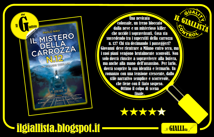 GiallistaIl's tweet photo. #RecensioneFlash su #IlGiallista:
#IlMisteroDellaCarrozzN12 di #PaoloNavi, edito da @NewtonCompton. 
La #recensione completa sul blog! 👇👇👇 https://t.co/IAWYMyr4Ag