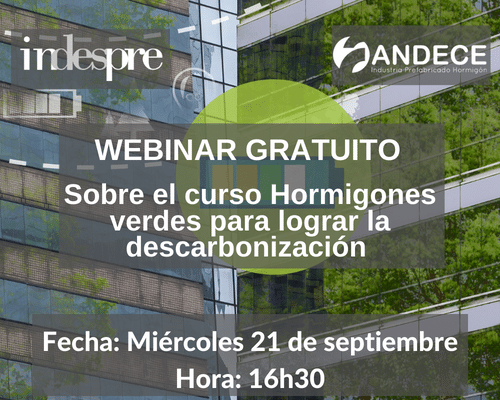 🌟 REGÍSTRATE en nuestro Webinar Gratuito sobre el Curso "Hormigones Verdes para la descarbonización" en colaboración con ANDECE
Fecha: Miércoles 21 de septiembre
Hora: 16h30
📣REGÍSTRATE AQUÍ: us02web.zoom.us/webinar/regist…

#indespre #indespreformacion #andece #descarbonizacion