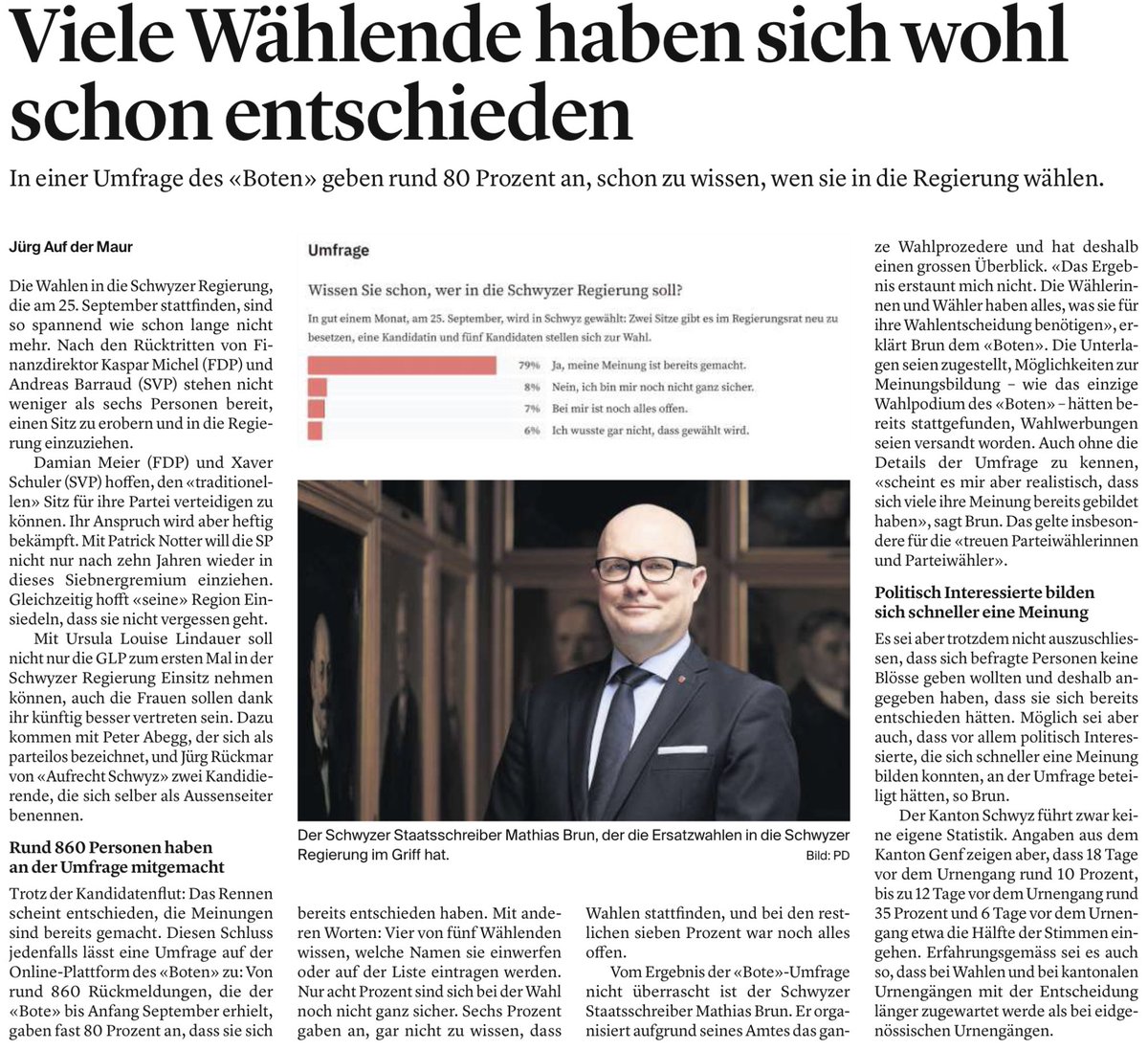 Einschätzung zur politischen Meinungsbildung für die Regierungsratswahlen im #KantonSchwyz im <a href="/bote_online/">Bote der Urschweiz</a>