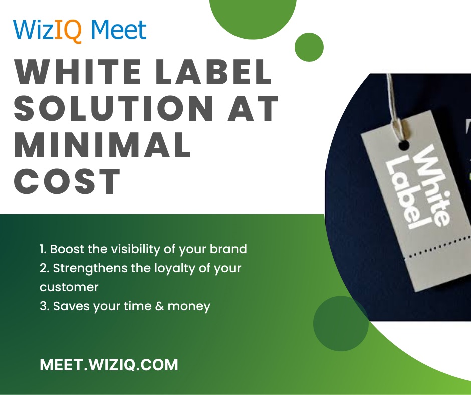 WizIQ's tweet image. White Label solution at Minimal Cost!
To Read More about the white labeling solution Please Visit: blog.wiziq.com/white-labeled-… 

Sign Up for FREE account :- meet.wiziq.com/signup 

 #WizIQMeet #WebConferencingTool #VideoConferencingTool #WhiteLabelVideoConferencing