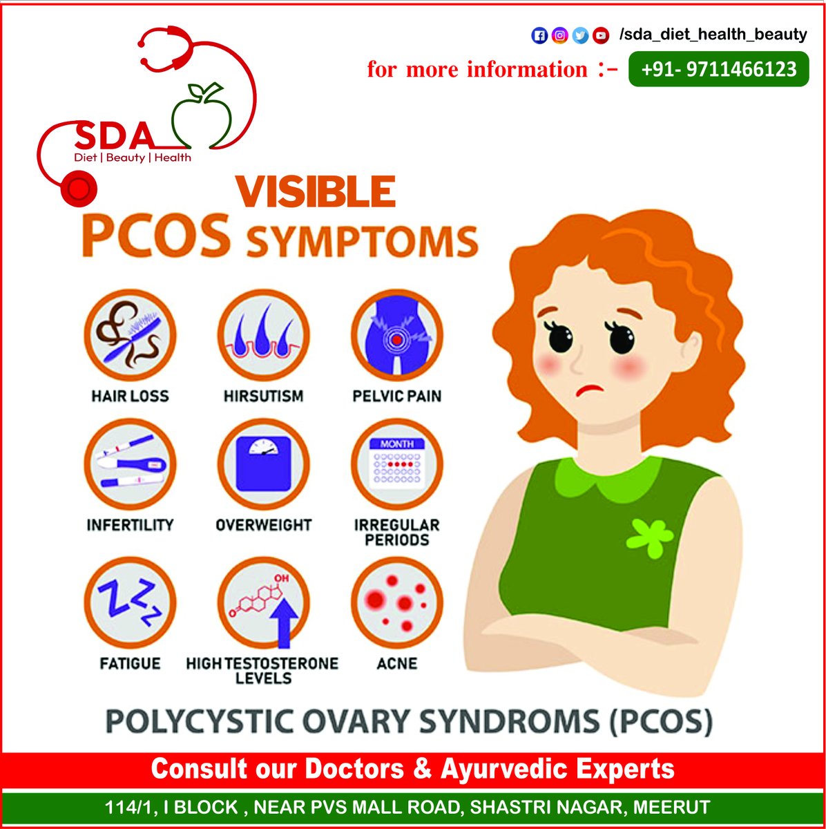HealthSda's tweet photo. Visible #PCOS Symptoms !
#HairLoss #PelvicPain #Infertility #WeightLoss #InregularPeriod #Fatigue #Acne Etc.
Consult Now 
Get Expert Advice by #Dr_Sonal_Dhingra_Anand
call now : 09711466123
#SDA #Diet #Health #Beauty #ayurveda #nutrition  #Vegetables #drsonaldhingraanand #meerut https://t.co/InQvwjIDKY