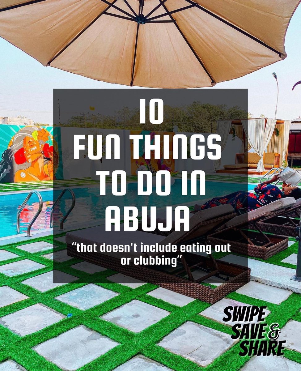 abjxlagosevents's tweet photo. 10 𝗙𝗨𝗡 𝗦𝗧𝗨𝗙𝗙 𝗧𝗢 𝗗𝗢 𝗪𝗜𝗧𝗛 𝗙𝗥𝗜𝗘𝗡𝗗𝗦 𝗜𝗡 𝗔𝗕𝗨𝗝𝗔 𝗜𝗡 2022

Abuja is not just restaurants and clubs - here are 10 other fun stuff you can do with your friends in ABUJA ⤵️

#athread https://t.co/vV1BZKAWBC