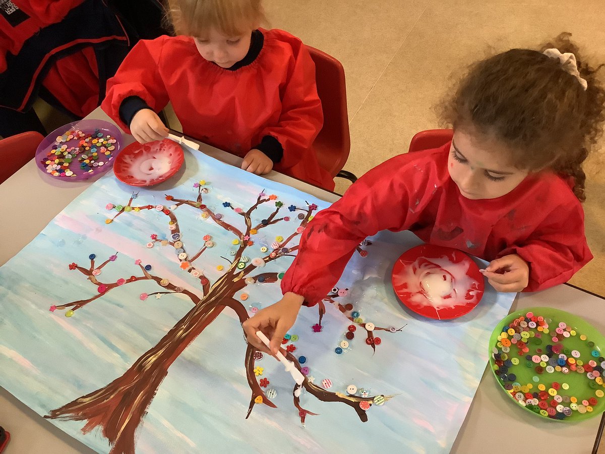 Collaborating with our friends, making a class ‘dot’ tree! #InternationalDotDay #MakeYourMark