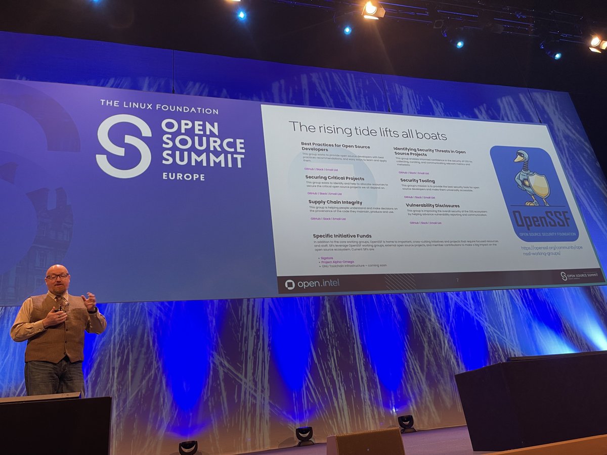 OpenSSF (@openssf) on Twitter photo The future of open source is trust says <a href="/SecurityCRob/">CRob</a> <a href="/OpenAtIntel/">open.intel</a> #OSSummit The rising tide lifts all boats - Join us at the OpenSSF and help us solve these problems & build trust openssf.org/getinvolved/ #OSS #trust #opensource #security The future of open source is trust says <a href="/SecurityCRob/">CRob</a> <a href="/OpenAtIntel/">open.intel</a> #OSSummit The rising tide lifts all boats - Join us at the OpenSSF and help us solve these problems & build trust openssf.org/getinvolved/ #OSS #trust #opensource #security