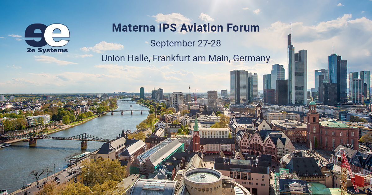 2eSystems's tweet image. We are pleased to announce our attendance at the Materna IPS Aviation Forum from September 27 – 28 in Frankfurt, Germany. The annual event center on topics and trends that are moving the aviation industry with this year's focus on sustainability, cloud solutions and biometrics.