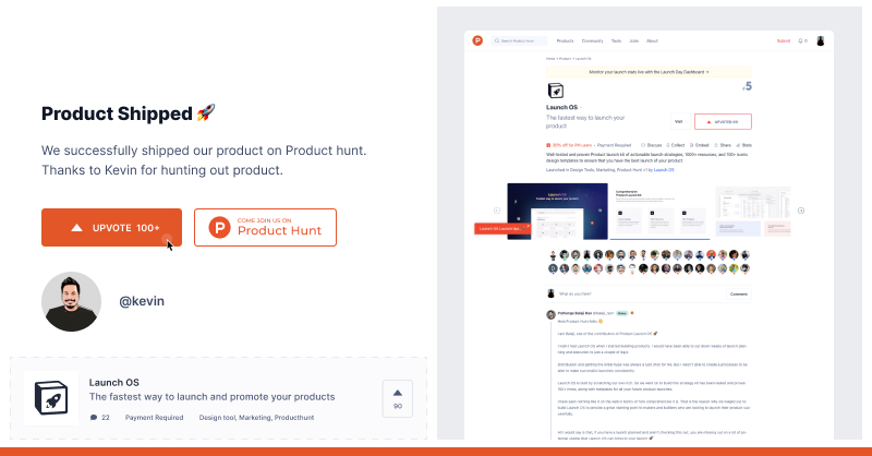 We successfully shipped our product on <a href="/ProductHunt/">Product Hunt 😸</a> 
Thanks to <a href="/kevinwdavid/">Kevin William David</a> for hunting our product.

#launch #productlaunch <a href="/notionhq/">Notion</a>